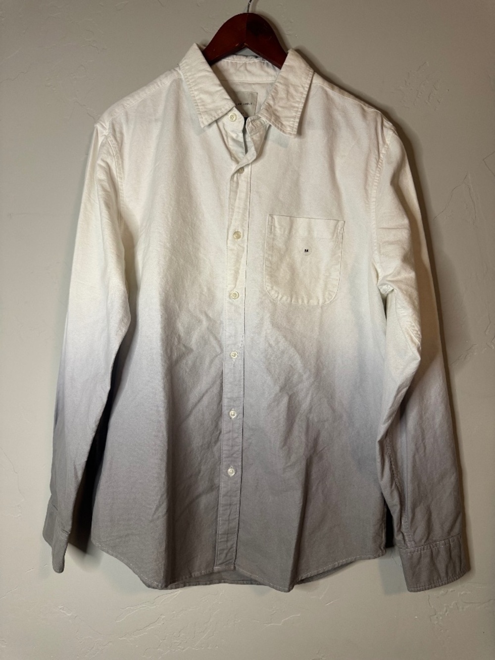American Eagle Men's Gray and White Button Up Shirt, Size M, NWT